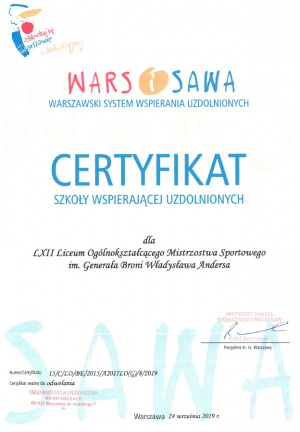 Certyfikat WARS I SAWA
