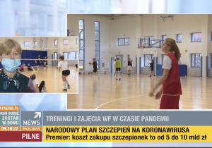 Fotos z kadru telewizyjnego Polsat News podczas emisji rozmowy z panią dyrektor A. Szymczyk